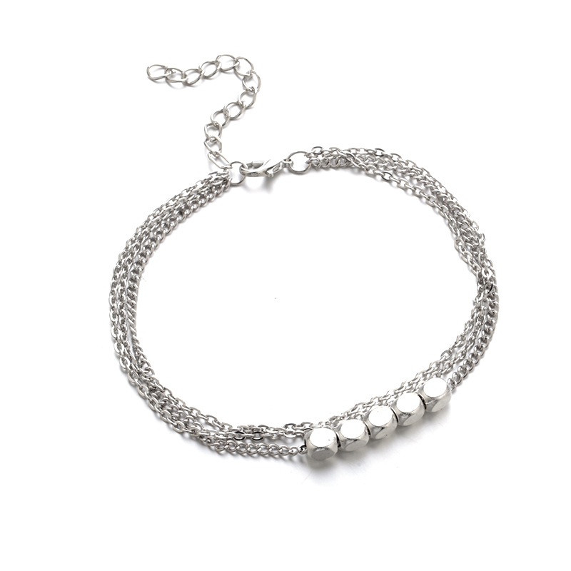 Trendy Sterling Silver Plated Beads Anklet