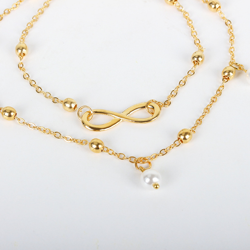 Fashion Infinity Knot Multilayer Women's Anklets Bead Pearl