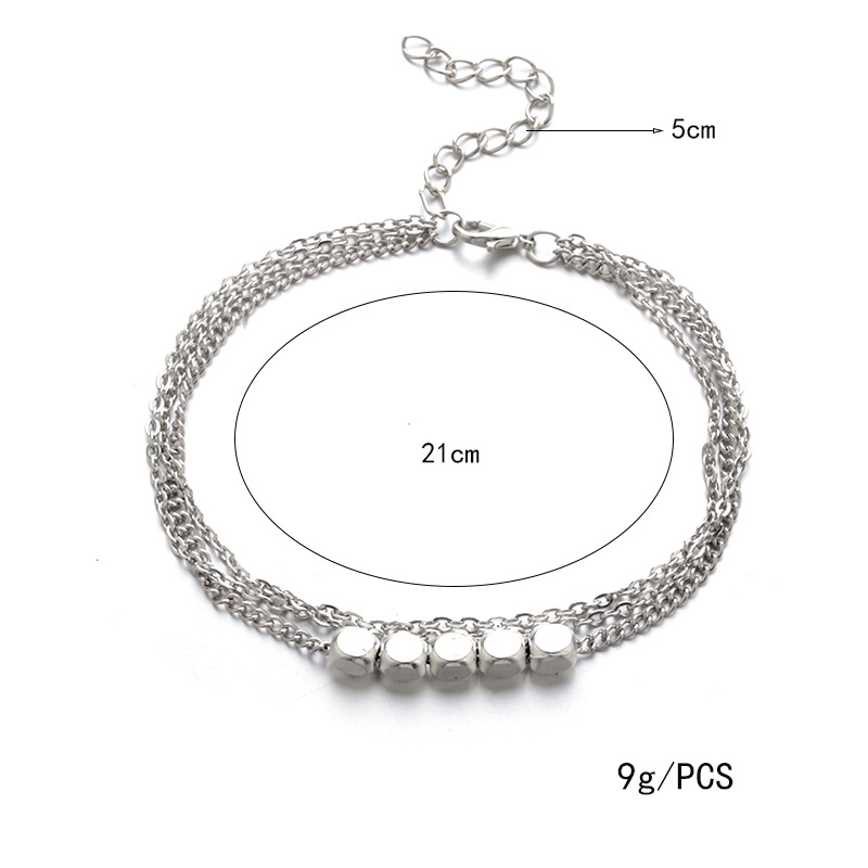 Trendy Sterling Silver Plated Beads Anklet