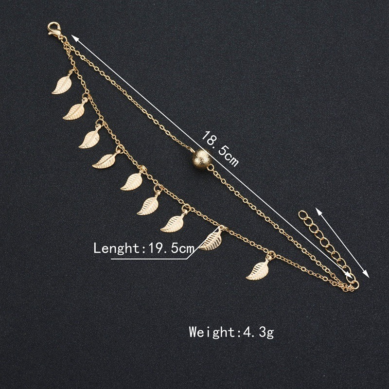 Vintage Tassels Leaves Double Layer Women Anklets